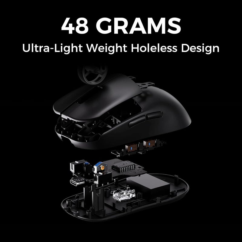 MCHOSE L7 Ultra Plus Wireless Gaming Mouse, PAW3950 42K Sensor, 500mAh, Wireless/Wired Dual 8K Polling, 46g Ultra-Light Weight, 2.4GHz RF/BT/Wired Tri-Mode Connection - White - Image 3